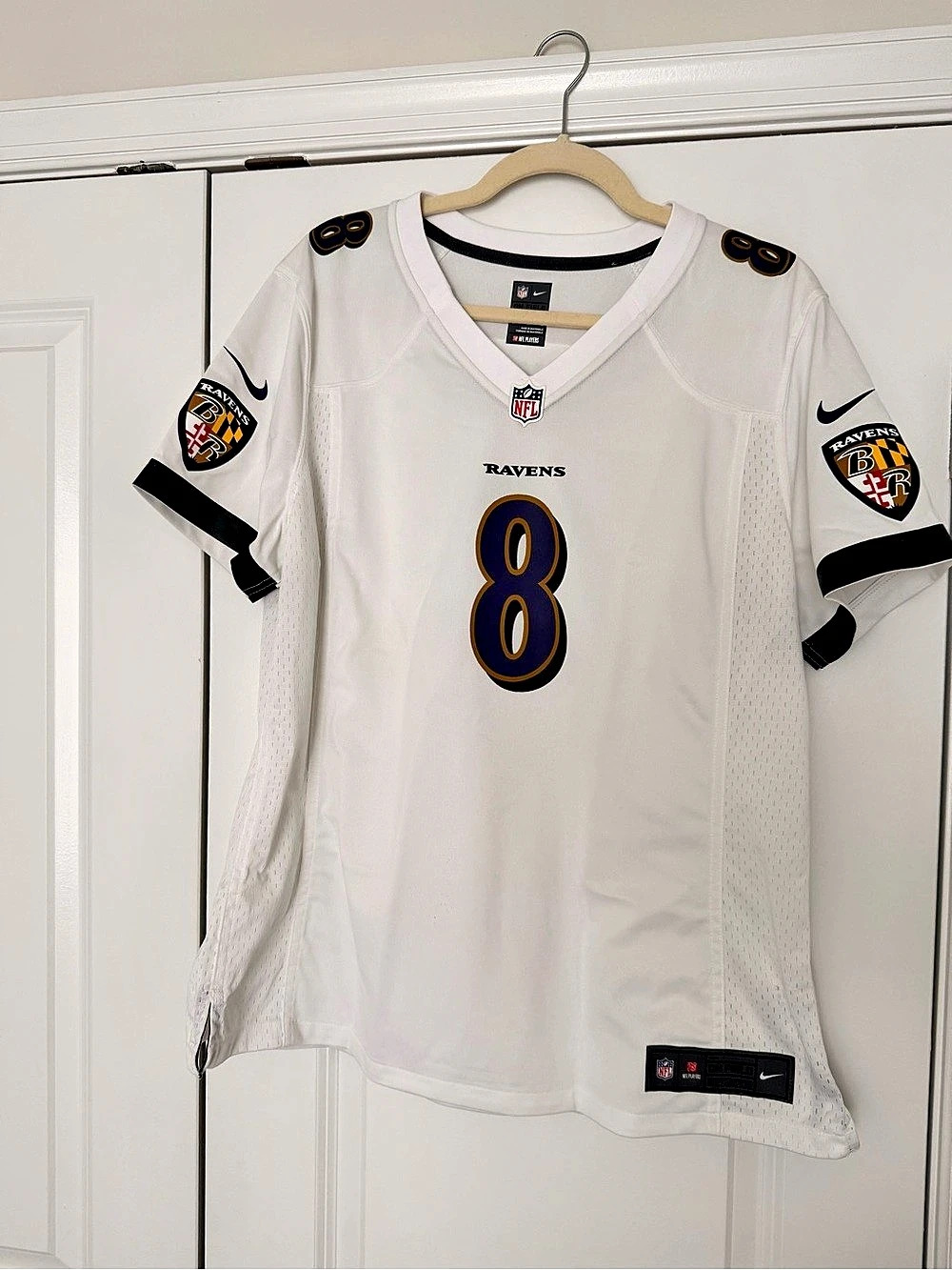 Nike Baltimore Ravens Lamar Jackson Nike Game Jersey White & Black XL